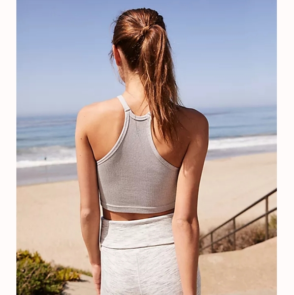 NWOT! Free People Movement Happiness Runs Crop Tank Top in Heather Grey Size M/L - Picture 6 of 7